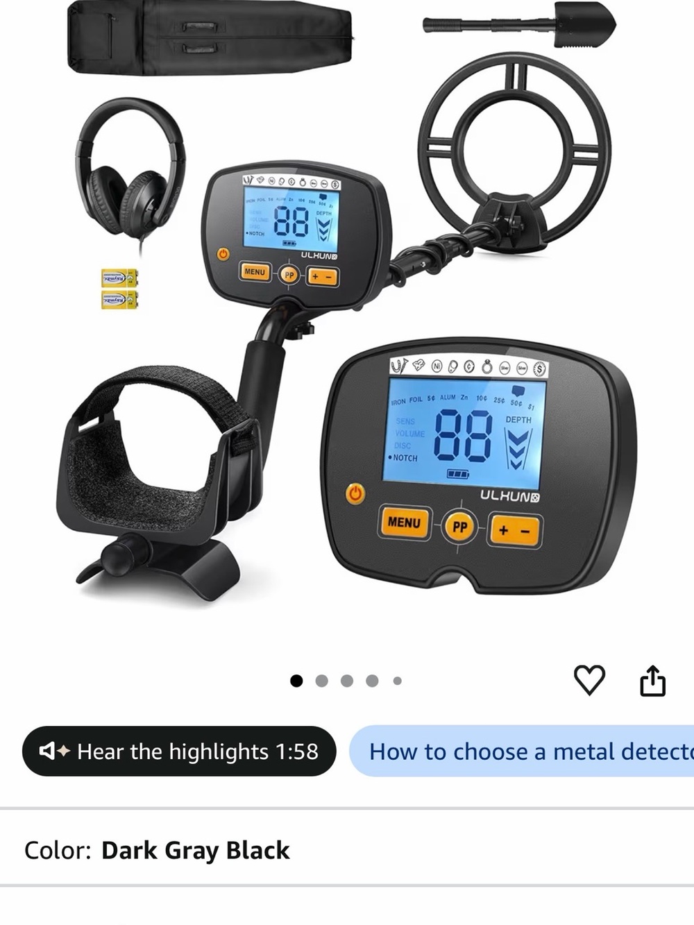 Metal Detector - Dark Gray Black